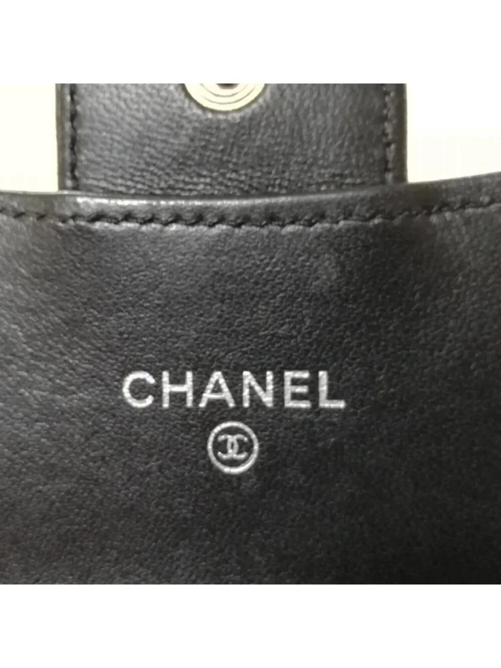 Chanel Lambskin Quilted Wallet Black Silver
